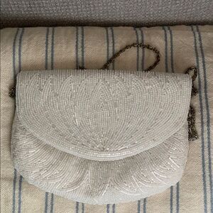 La Regale Ivory Beaded Clutch